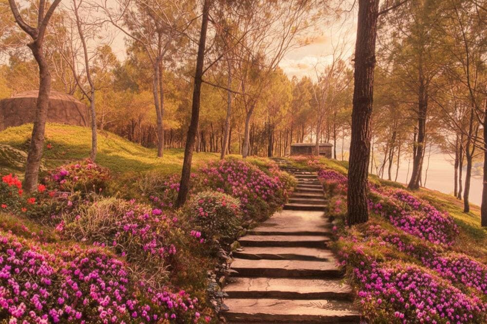 Đồi Vọng Cảnh v&agrave;o m&ugrave;a hoa sim nở